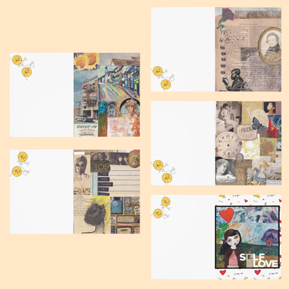 Whimsical Multi-Design Greeting Cards — 5-Pack of Fun, Expressive, Eccentric Illustrations